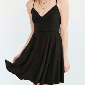UO Kimchi Blue Valerini Strappy Black Skater Dress